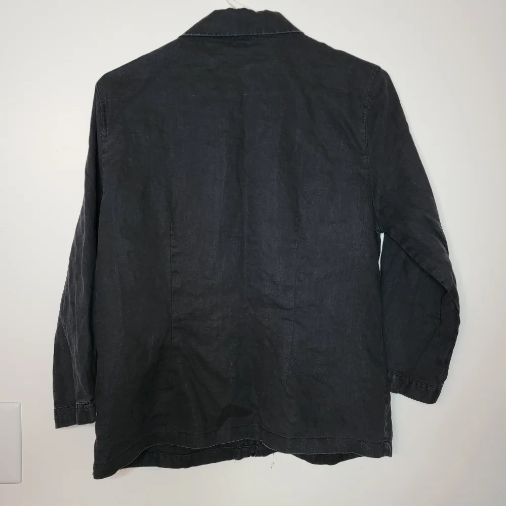 Grace Elements 100% LINEN jacket black lightweight blazer LG women's coat - Picture 9 of 9